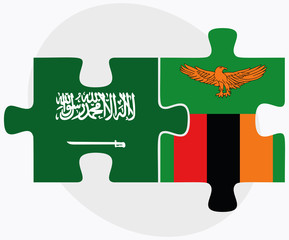 Saudi Arabia and Zambia Flags