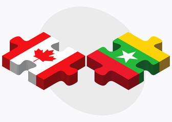 Canada and Myanmar Flags