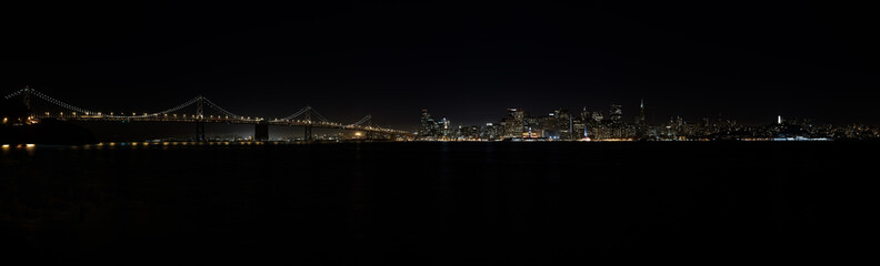Bay Bridge and San Francisco Waterfront at Night
