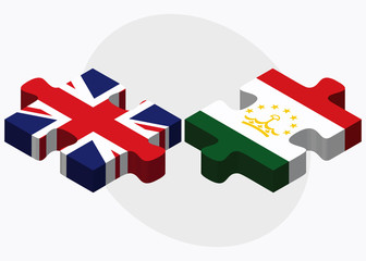United Kingdom and Tajikistan Flags