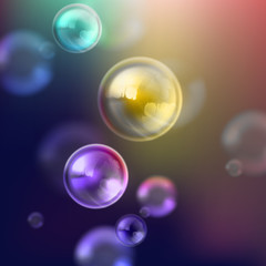 vector illustration of shiny soap bubbles