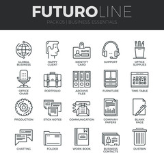 Business Essentials Futuro Line Icons Set - obrazy, fototapety, plakaty