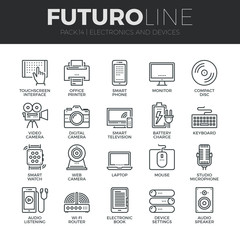 Electronics and Devices Futuro Line Icons Set