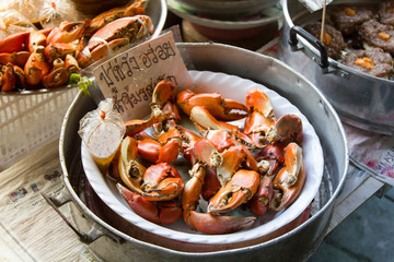 Thai street food, red crabs