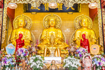 Fototapeta premium Golden Buddha statue, Close up.