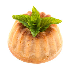 Cottage cheese muffin. Isolated photo.