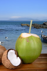Green and Brown Coconuts at the beach - Rio de Janeiro, Brazil