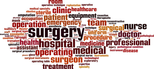 Surgery word cloud concept. Vector illustration