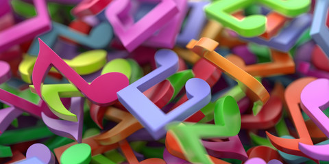 Fototapeta premium Musical notes background, 3d illustration