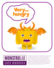 Illustration of a monster saying very hungry