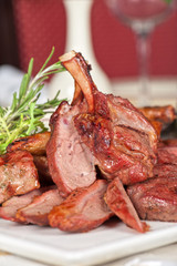 grilled meat with herbs