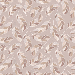 Vector hand drawn seamless patterns with feathers