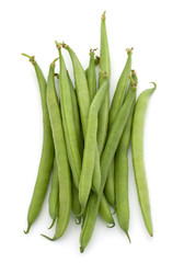 Green beans handful isolated on white background cutout