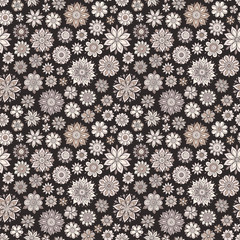 Vector seamless floral pattern with flowers and leaves