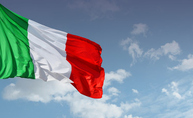 A waving Italian flag - with sky