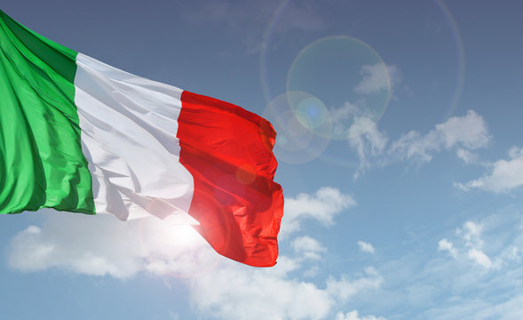 A waving Italian flag - with sky