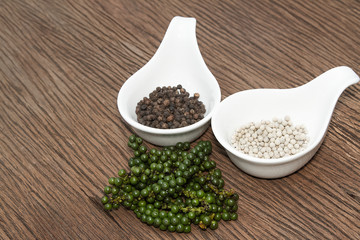 fresh and dries pepper spice on white background