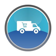 Camion de livraison dans un bouton
