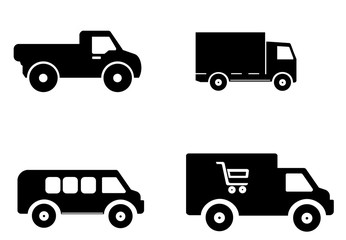 Camion de livraison en 4 icônes