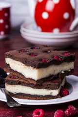 Cheesecake brownies with raspberry