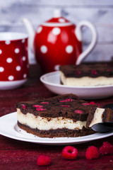 Cheesecake brownies with raspberry