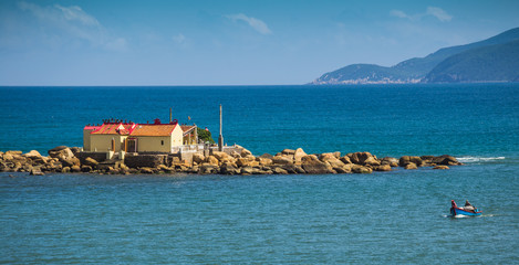 Buddhist temple on the island