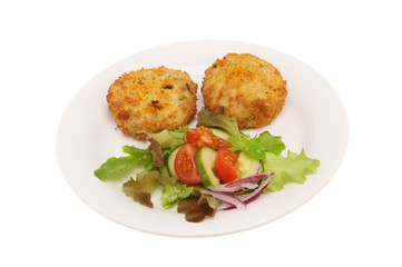 Fish cakes and salad