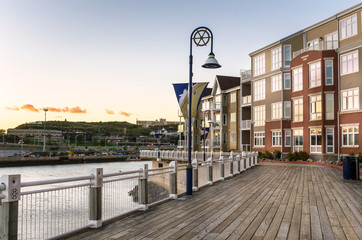 Deserted Boardwalk at Dusk in Saint John, New Brunswick, Canada