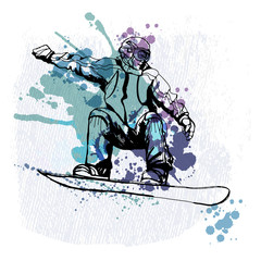 watercolor vector snowboarding man