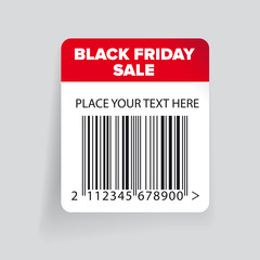 Black Friday Sale barcode label template vector