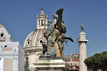 Fototapeta na wymiar Old memorial at the Piazza Venezia in Rome