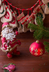 Christmas decoration on a brown background.