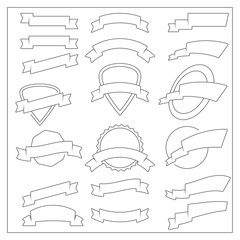 Vector Thin Line Design Elements of retro styled ribbons and ban