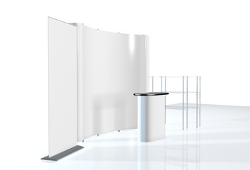 Trade exhibition stand, Exhibition Stand round, 3D rendering visualization of exhibition equipment,...