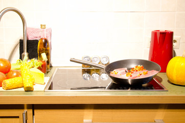 cook meat and garnish 