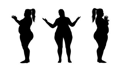 overweight fat woman silhouettes