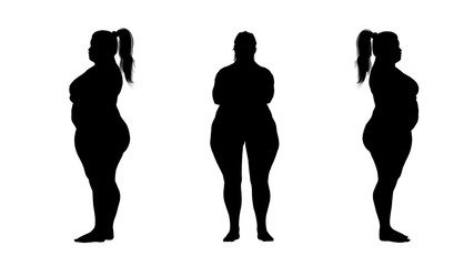 overweight fat woman silhouettes