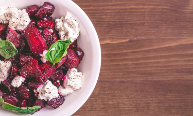 Roasted beet and feta salad with basil