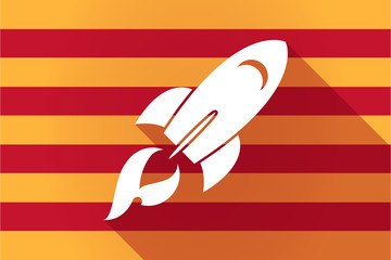 Long shadow Catalonia vector flag with a rocket