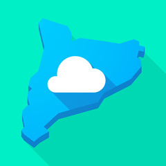 Catalonia long shadow vector icon map with a cloud
