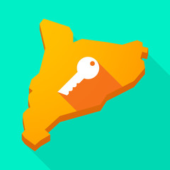 Catalonia long shadow vector icon map with a key