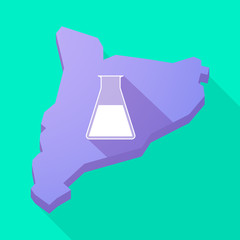 Catalonia long shadow vector icon map with a flask