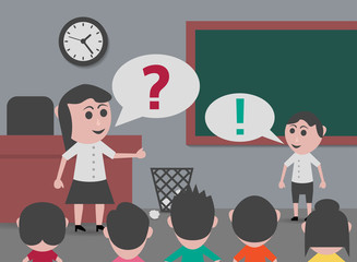 teacher asking and answering boy