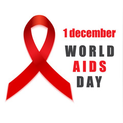 Aids hiv day red ribbon awareness symbol. 