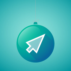 Long shadow vector christmas ball icon with a cursor