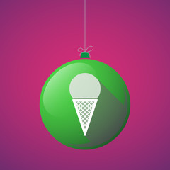 Long shadow vector christmas ball icon with a cone ice cream