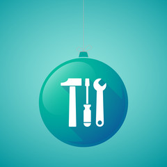 Long shadow vector christmas ball icon with a tool set