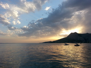 Naklejka na ściany i meble Sunset in Croatia over Adriatic sea