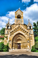 Fototapeta na wymiar Chapel near the Vajdahunyad Castle in Budapest in Hungary on a sunny day