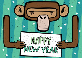 Happy New Year comic monkey